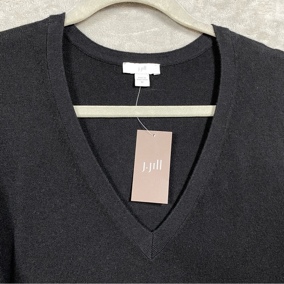 NEW J. Jill V-Neck Sweater Tunic Knit Size 3X Black - Picture 2 of 7